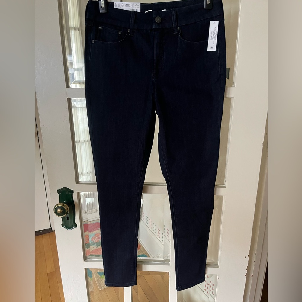Seven7 Women's Tummy Less Skinny Dark Blue Jeans - Size. 10